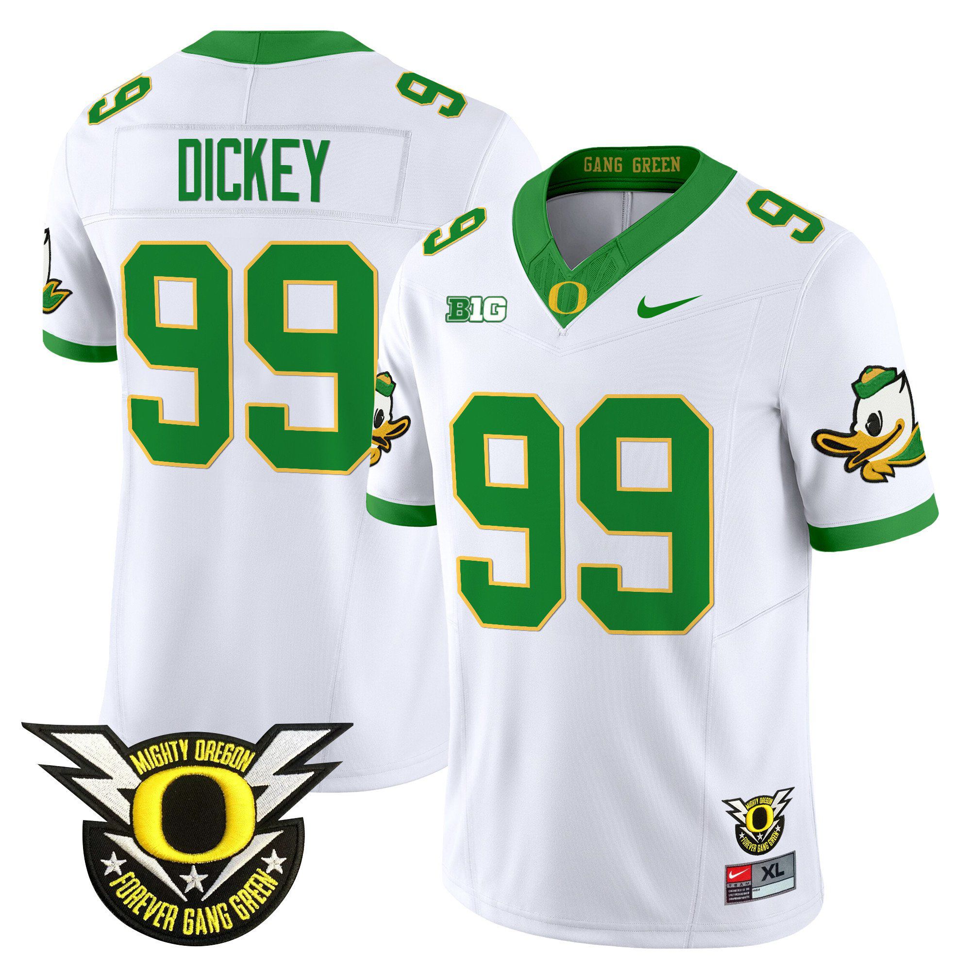Men Oregon Ducks #99 Dickey White 2024 Nike Forever Gang Green & BIG Patch Vapor Limited NCAA Jersey->indianapolis colts->NFL Jersey